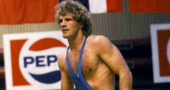 Sweden's 1984 Olympic medalist Frank Andersson passes